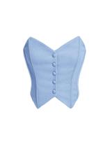 Bustier Corset Top WDIRARA Button Down, sem alças, azul claro Bustier Corset Top WDIRARA Button Down, sem alças, azul claro