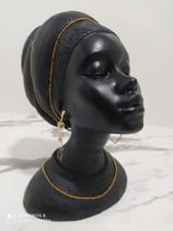 Busto Africana rosto Estatueta 25cm em Resina decoração matriz importada - acaryart