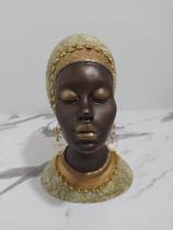 Busto Africana rosto Estatueta 25cm em Resina decoração matriz importada