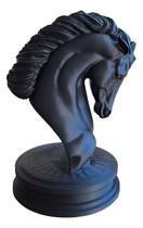 Busto Cavalo Xadrez Dourado Preto Madeira claro Decorativo Figura Grande