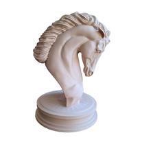 Busto Cavalo Xadrez Dourado Preto Madeira claro Decorativo Figura Grande