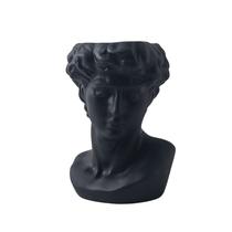 Busto cerâmico em vaso de flores, cabeça artística clássica preta, 1 kg