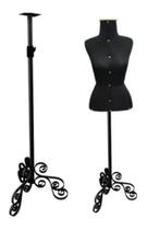 Busto Costureira Feminino Preto Tam 40 C/ Pedestal Vintage