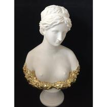 Busto Decorativo Poliresina Branca Detalhes Dourado Formosa Busto Decorativo Poliresina Branca Detalhes Dourado Formosa