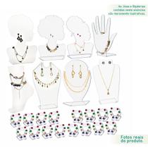 Busto Expositor Colar Brincos Anel Joias Biju Kit 24 Pçs