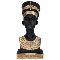 Busto Rainha Nefertiti Egito Resina Enfeite Preto E Dourado - M3 Decoração