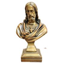 Busto Sagrado Coração de Jesus Busto Mármore 26 Cm Bronze