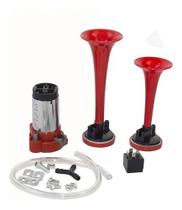 Buzina 2 Cornetas 12v Universal + Compressor E Mangueira Buzina 2 Cornetas 12v Universal + Compressor E Mangueira