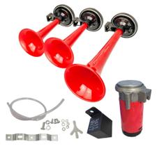 Buzina A Ar 3 Cornetas 12v Caminhão C/ Compressor E Rele