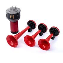 Buzina ar 3 corneta c/ compressor 12v carro caminhão barco