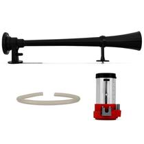 Buzina ar carro grande preta 12v c/ compressor e mangueira