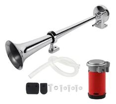 Buzina Ar Cromada Forte Universal Caminhao Carro Bus 24v Klx