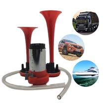 Buzina Ar Maritima Automotiva 2 Cornetas E Compressor 12v