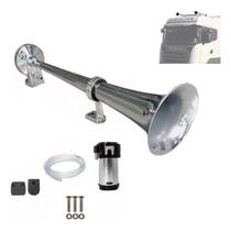 Buzina Caminhão Marítima Carro Cromada 45cm 12v C/compressor