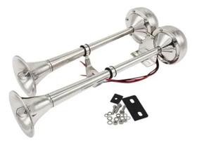 Buzina Dupla Inox 12V Tipo Corneta Som Grave Barco
