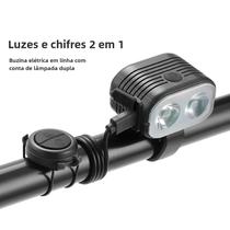 Buzina e Farol de Bicicleta 2 em 1 - 24 LEDs, Controle de Fio - Acessório para Bicicleta