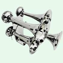 Buzina Eletro Cromada p/ Caminhoes 12/24V 4 Cornetas