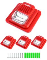 Buzina estroboscópica de aviso de alarme de incêndio QWORK, pacote com 4, 12/24V DC Buzina estroboscópica de aviso de alarme de incêndio QWORK, pacote com 4, 12/24V DC