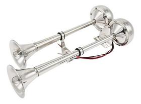 Buzina Maritima 12V 2 Cornetas Em Aço Inox P/ Barco Lancha