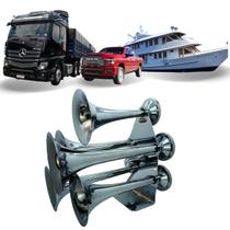 Buzina Maritima 5 Cornetas Cromada Caminhão Trem Bivolt Buzina Maritima 5 Cornetas Cromada Caminhão Trem Bivolt