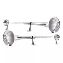 Buzina Marítima Eletropneumática Ar 74cm Metal Cromada Caminhão 12v 24v Par