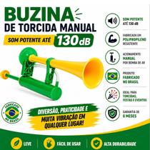Buzina Torcida Manual Copa Brasil 130dB Verde Amarela Corneta Festa Jogo Futebol