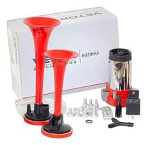 Buzina Universal 2 Cornetas Vermelha 24v C/ Compressor