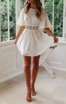 C0602-Vestido Branco Laise Lese Rechilie Festa Casamento Réveillon