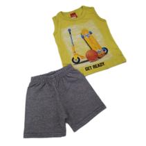 C0njunto de roupa infantil menino regata kyly 4-6-8