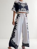 C1307-Conjunto Feminina Flared Estampa Largo Comfy Pantacourt Floral Jn0809