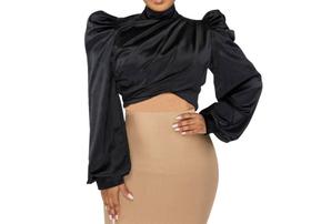 C1505-Blusa Top Cropped Manga Bufante Feminina Réveillon Festa 16b C1505-Blusa Top Cropped Manga Bufante Feminina Réveillon Festa 16b