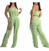 C1507-Conjunto Feminino Top Cropped Calça Tule Babado Festa 448k C1507-Conjunto Feminino Top Cropped Calça Tule Babado Festa 448k