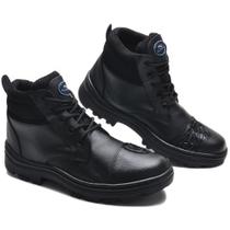 C25CLA Bota Masculina de couro Com Protetor de Pedaleira Para Motociclista preta