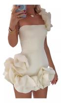 C2601-Vestido Festa Luxo Ano Novo Justo Babados Liso Verão 4n1205