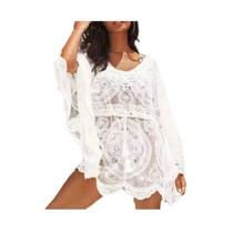 C2801-Saída Praia Branca Vestido Renda Babado Plus Size Com Tule