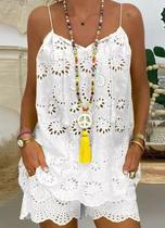 C2901-Conjunto Solto Largo Comfy Lese Laise Regata Shorts M441