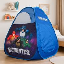 Cabana Barraca Toca Infantil Divertida Dobrável Portátil Azul ou Rosa, Heróis Vigilantes ou Castelo das Princesas