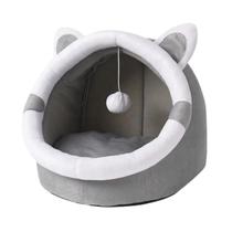 Cabana Casa Cama De Pelúcia Cinza Com Orelha Branca Gatos - Pet For You Cabana Casa Cama De Pelúcia Cinza Com Orelha Branca Gatos - Pet For You