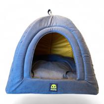Cabana e Cama ShuDog 2 em 1, para Cães e Gatos Azul Marinho com Amarelo Cabana e Cama ShuDog 2 em 1, para Cães e Gatos Azul Marinho com Amarelo