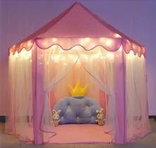 Cabana Infantil Com Luzes Tenda Iluminada Barraca Dobrável Princesas Casinha Rosa Cabana Infantil Com Luzes Tenda Iluminada Barraca Dobrável Princesas Casinha Rosa
