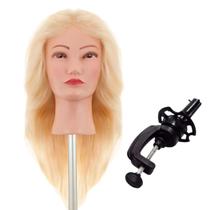 Cabeça Boneca 100% Natural 40Cm Cabeleireiro Loira Platinada