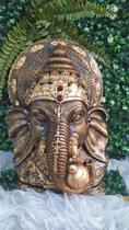 Cabeça Busto de Ganesha Prosperidade Dourado Decoração 27CM