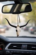 Cabeça De Boi Long Horn Acessório De Resina Para Retrovisor
