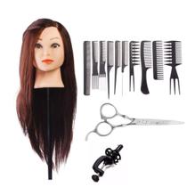 Cabeça De Boneca 80% Natural+ suporte + tesoura +kit De Pentes Cabeça De Boneca 80% Natural+ suporte + tesoura +kit De Pentes