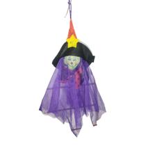 Cabeça de boneca bruxa abobora enfeite de pendurar halloween
