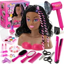 Cabeça de Boneca para Penteados Cleboen 23 cm, Kit de Maquiagem com 35 Peças Cabeça de Boneca para Penteados Cleboen 23 cm, Kit de Maquiagem com 35 Peças