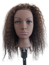 Cabeça de Boneca Para Treino Cabelo 100% Natural Cacheada + Suporte de mesa Cabeça de Boneca Para Treino Cabelo 100% Natural Cacheada + Suporte de mesa
