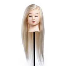 Cabeça de Boneca Para Treino Cabelo 80% Natural 62cm + Suporte de mesa