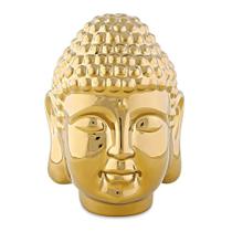 Cabeça de Buda Decorativo em Cerâmica Dourada