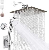 Cabeça de chuveiro Bellearly 20cm Stainless Steel Rainfall 3-Setting